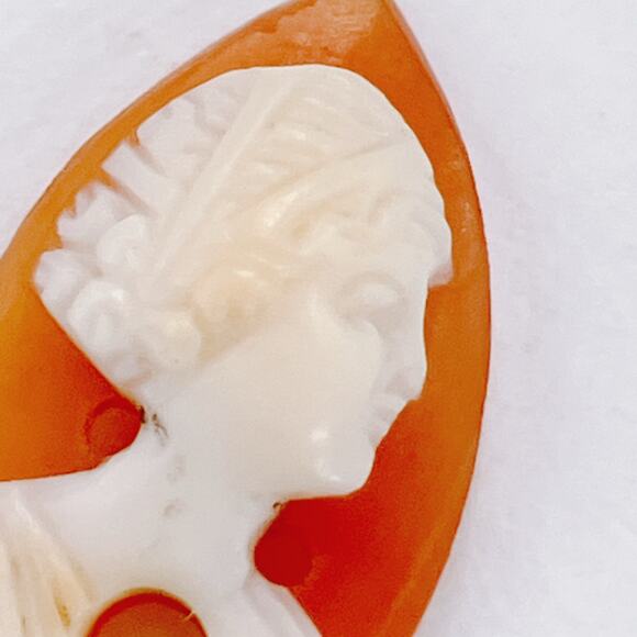 Vintage Mid Century Shell Cameo Cabochon Navette Unmounted 1935–45 Jewelry Part - Picture 2 of 9